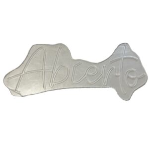 "ABIERTO" 62cm x 28cm Acrílico ranurado 6mm espesor para tira Neón Led 2da Generación