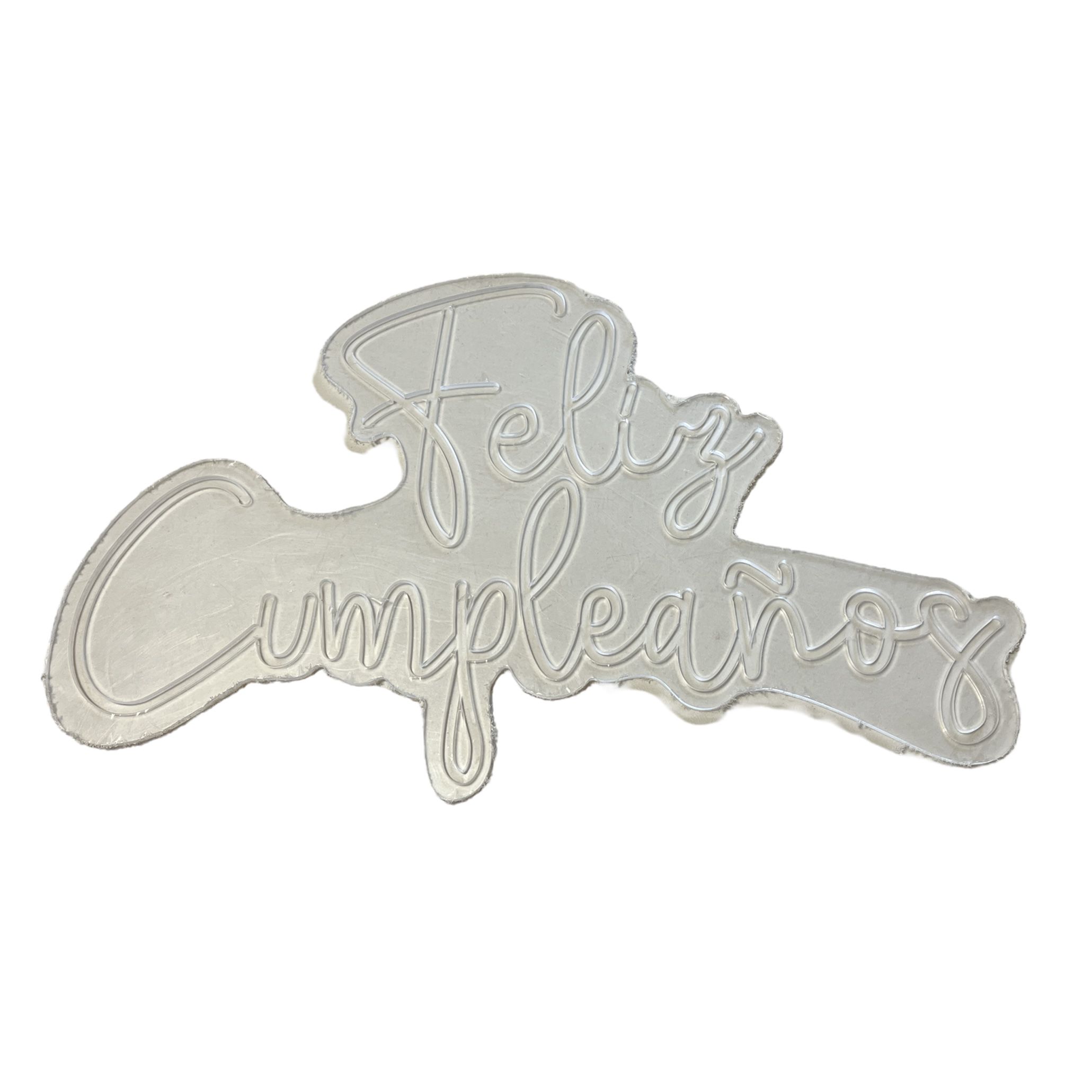 "FELIZ CUMPLEAÑOS" 66cm x 43cm Acrílico ranurado 6mm espesor para tira Neón Led 2da Generación